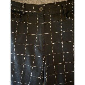 Wide-Leg Cropped Windowpane Trouser Pants Womens‎ Size 6 Black Office Career